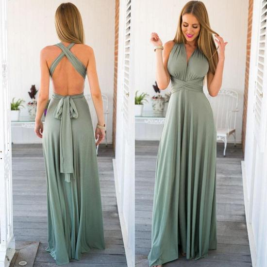 Sexy Halter Open Back Evening Dress Sleeveless Formal Dress with Back Sash_4