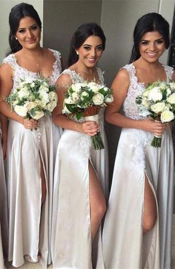Elegantes Brautjungfernkleid aus Spitze 2022 Stretch Satin Split Günstige Trauzeugin Kleider