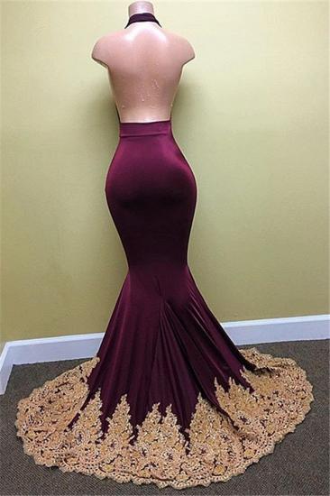 Mermaid Appliques 2022 Backless Evening Dresses Deep-V-Neck Sexy Halter Prom Dress_2