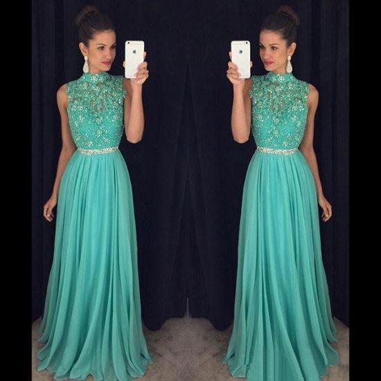Charming Open Back Prom Dresses 2022 Green Chiffon Long Evening Gowns_3