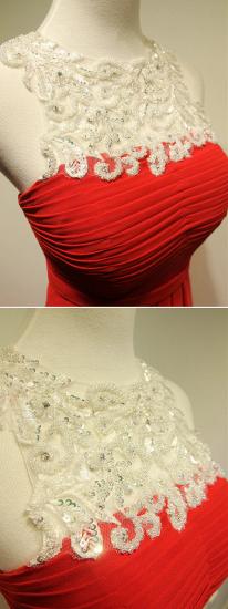 Red Elegant Applique Evening Gowns Sweep Train Atteactive Halter Sleeveless 2022 Dresses_4