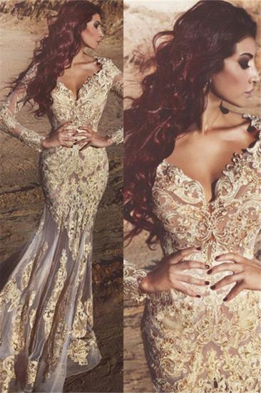 Stunning Long Sleeve Lace Appliques Prom Dresses | Fit and Flare Beads Sheer Tulle Wholesale Evening Gowns_2