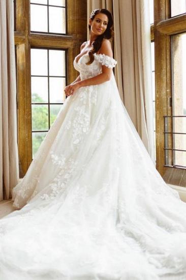 Elegant Off Shoulder Sleeveless A Line Lace Wedding Dresses Bridal Gowns