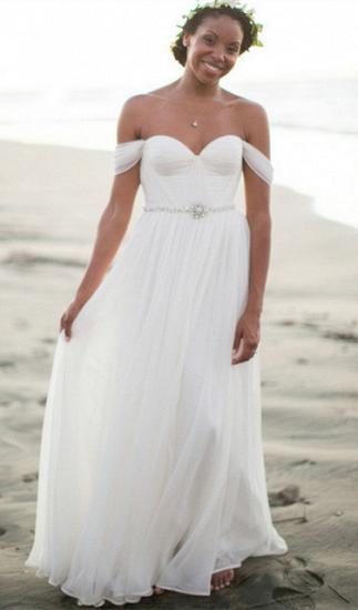 A-Line Ruffles Off the Shoulder 2022 Bridal New Arrival Chiffon Summer Beach Wedding Dress_1