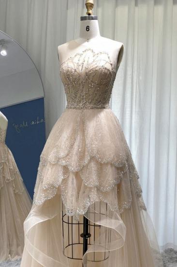 Asymmetrisches Kleid mit Juwelenpailletten, ärmellose, abgestufte High-Lo-Abendkleider