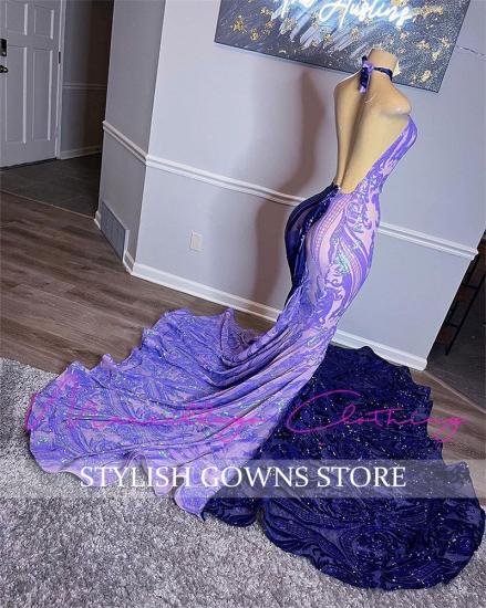 Sexy zweifarbiges, langes Meerjungfrau-Abschlussballkleid mit Neckholder_3