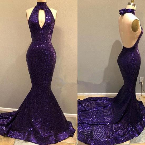 Sequins Halter Grape Prom Dress | Backless Long Evening Gowns BA9083_3