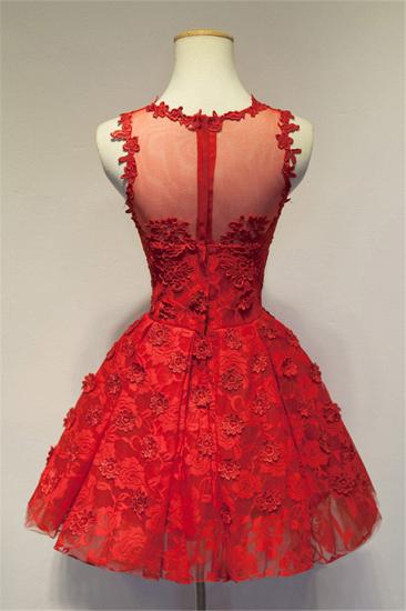 Red V-Neck Applique 2022 Cocktail Dress Mini Stunning Homecoming Dresses with Flowers_2