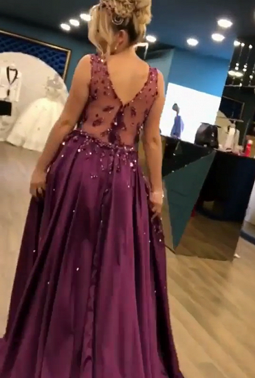 2022 Luxuriöse ärmellose Meerjungfrauen-lange Ballkleider | V-Ausschnitt Overskirt Applikationen Fashion Abendkleid_6