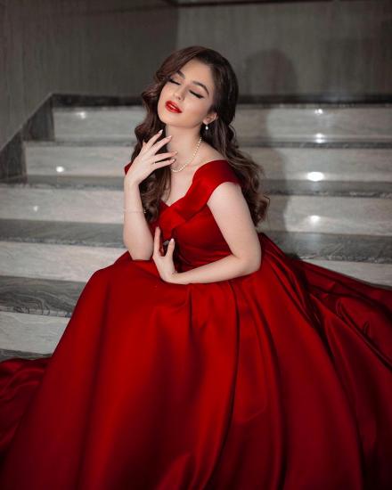 Elegant Red Long A-Line Evening Dress | Dreamy Wide Strap Prom Dress_5