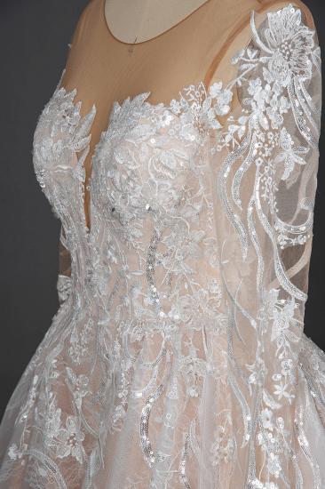 Long sleeves Sweetheart Ball Gown lace wedding dress_8