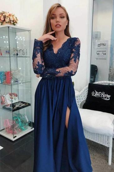 Simple  Applique Hot V-Neck Prom Dresses | Side slit Sleeveless Sexy Evening Dresses with Sparkly Beads_2