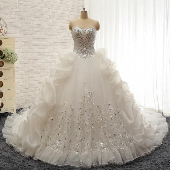 TsClothzone Glamorous Sweetheart White Pailletten Brautkleider mit Applikationen Tüll Rüschen Brautkleider Online_7