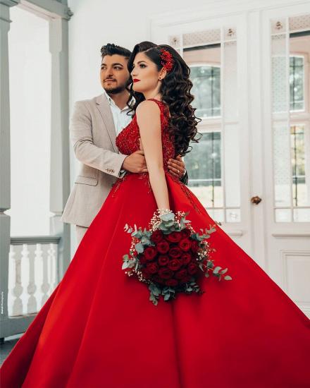 Glamorous Red Sweetheart Aline Ball Gown_4