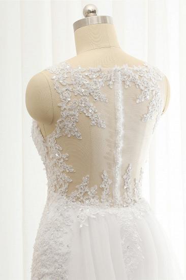 TsClothzone Glamouröses, trägerloses Schatz-Spitzen-Meerjungfrau-Hochzeitskleid, weiße Tüllapplikationen, Brautkleider Online_5