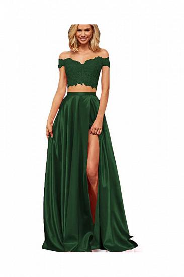 Sweetheart Burgundy Two pieces High Split Prom Dresses_19