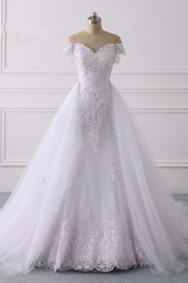 TsClothzone Elegant Off-the-Shoulder Tulle Lace Wedding Dress Sweetheart Appliques Beadings Sleeveless Bridal Gowns On Sale