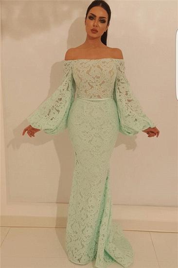 Elegant Mermaid Off the Shoulder Prom Dress | Chic Lace Long Sleeves Prom Dress_1