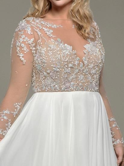 Romantic Plus Size A-Line Wedding Dress Bateau Satin Tulle Long Sleeve Bridal Gowns_2