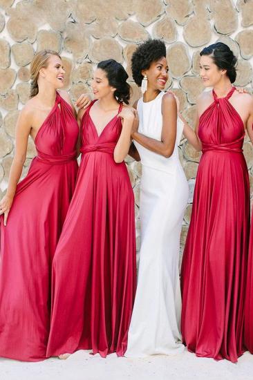 Irregular Shoulder Strap Changeable Style Bridesmaid Dresses | Long Backless Wedding Party Dresses With Sweep Train