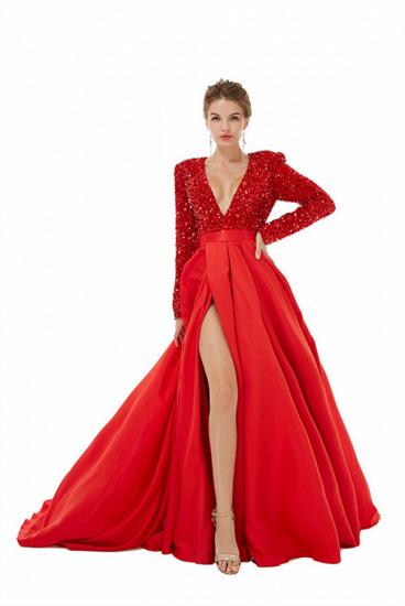 Charming Ruby V-Neck Long Sleeves A-line Prom Dress