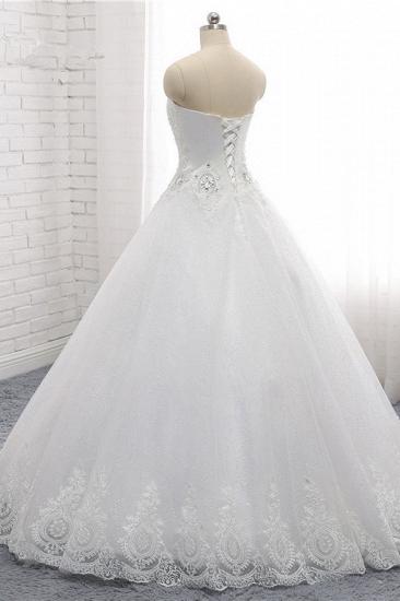 TsClothzone Affordable S-Line Sweetheart Tulle Rhinestones Wedding Dress Lace Appliques Sleeveless Bridal Gowns Online_4