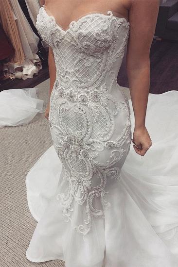 Sweetheart Ivory Unique Lace Mermaid Buttons Satin Wedding Dresses