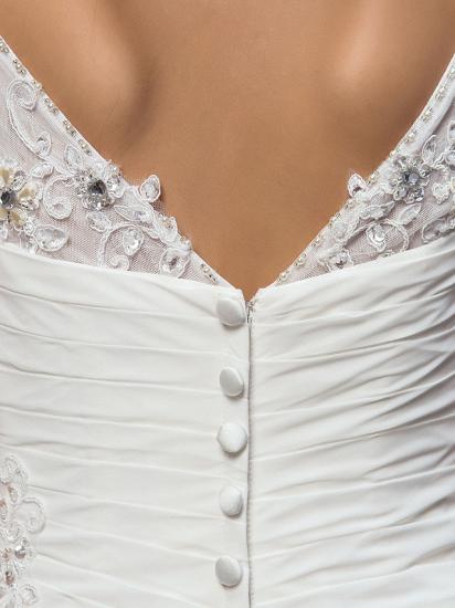 Sheath Wedding Dress Bateau Chiffon Cap Sleeve Bridal Gowns Court Train On Sale_8