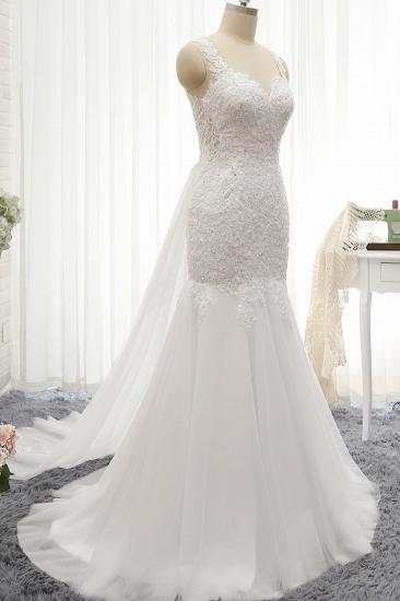 TsClothzone Glamorous Strapless Sweetheart Lace Mermaid Wedding Dress White Tulle Appliques Bridal Gowns Online_4