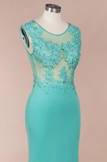 Arrick | Mint Green round neck Cap sleeve Lace appliques Prom Dress_8