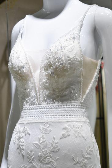 TsClothzone Sexy Spaghetti-Straps Tulle Wedding Dress V-Neck Sleeveless Appliques Beading Bridal Gowns On Sale_6