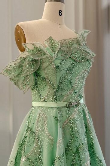 Luxuriöses Aline-Ballkleid-Abendkleid mit glänzenden Pailletten und Schärpe_8