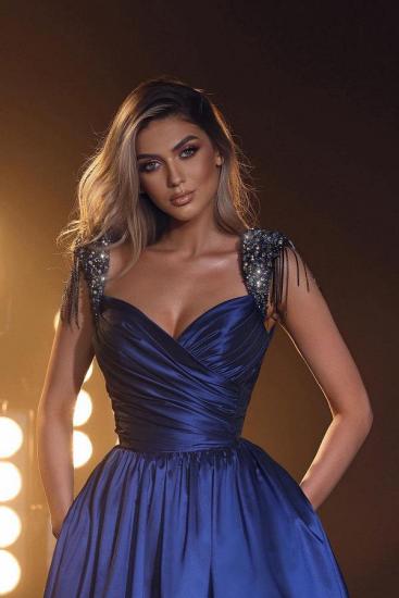 King Blue Evening Dresses Long Cheap | Simple prom dresses glitter_2