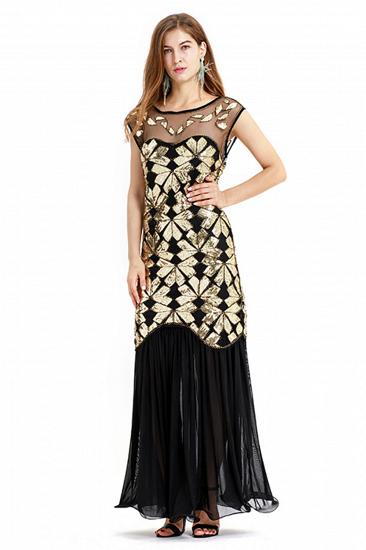 Beautiful Cap sleeves Long Black Cocktail Dresses | Shining Sequined Dress_10