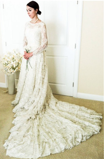 New Arrival Lace Long Sleeve Court Train Bridal Gowns Popular Custom Made Plus Size Wedding Dress_1