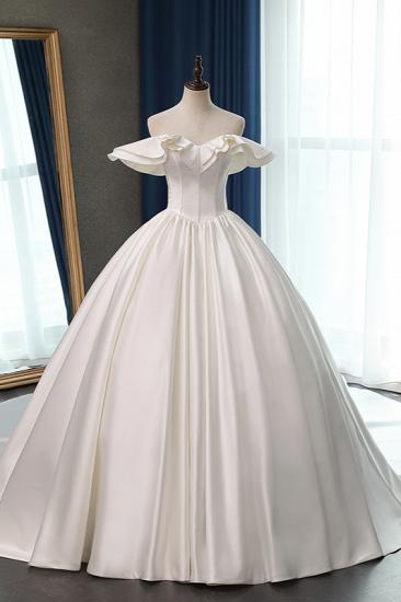 TsClothzone Stilvolles, trägerloses, herzförmiges Satin-Hochzeitskleid mit Rüschen, ärmellosen Ballkleidern, Brautkleidern im Angebot