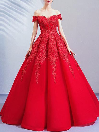 Romantic Plus Size Ball Gown Wedding Dresses Off Shoulder Lace Cap Sleeve Bridal Gowns Online