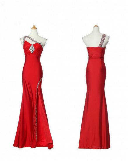 Red One Shoulder Mermaid Party Dresses Crystal Sexy 2022 Popular Long Evening Gowns_2