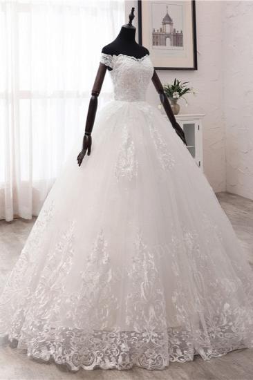 TsClothzone Ball Gown Off-the-Shoulder Lace Appliques Wedding Dresses White Tulle Sleeveless Bridal Gowns_4