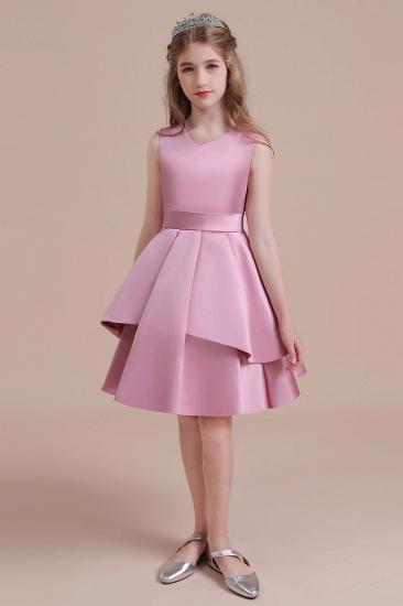 Pretty Knee Length Flower Girl Dress | Sleeveless Satin Little Girls Pegeant Dress Online_1