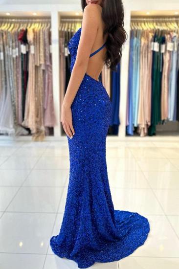 King Blue Evening Dresses Long Glitter | Simple prom dresses cheap_2