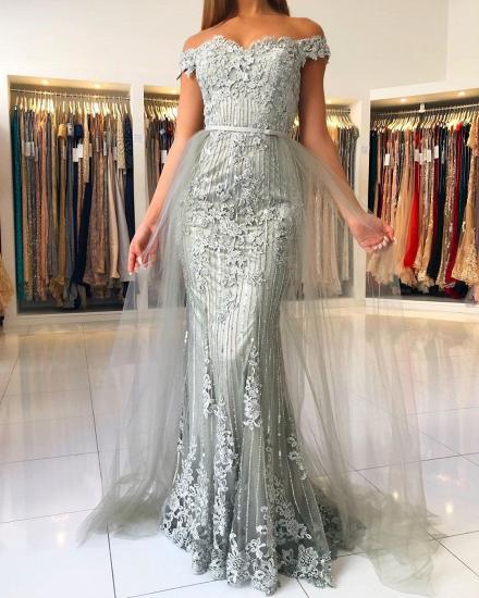 Elegant Princess Tulle Off-the-shoulder Lace Mermaid Prom Dresses_2
