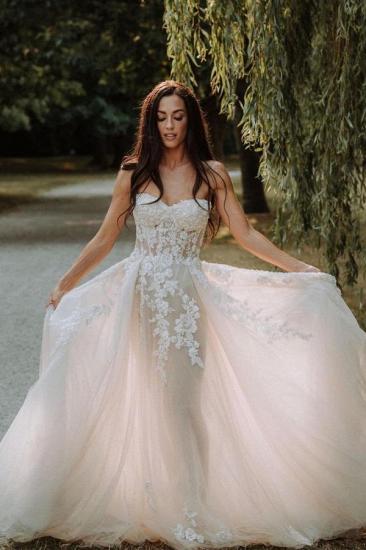 Elegantes A-Linie-Spitzen-Chiffon-Hochzeitskleid | Boho-Hochzeitskleider_1