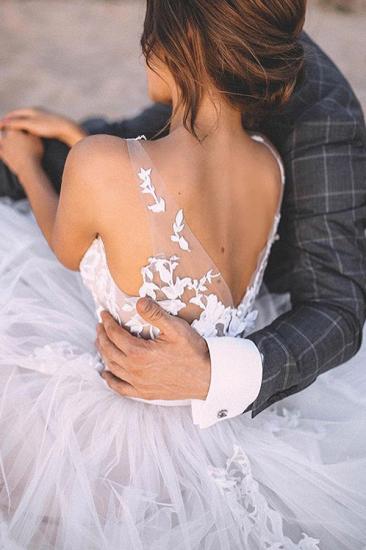 Elegant Sleeveless V Neck Lace Wedding Dresses Long_4