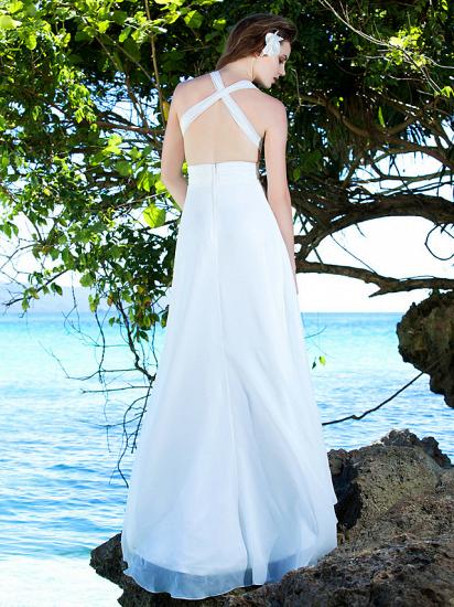 Affordable Sheath Wedding Dress Straps Chiffon Sleeveless Sexy Bridal Gowns with Sweep Train_4