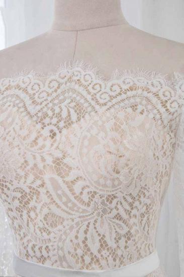 TsClothzone Boho Off-the-Shoulder Champagne Wedding Dresses Long Sleeves Mermaid Appliques Bridal Gowns_5