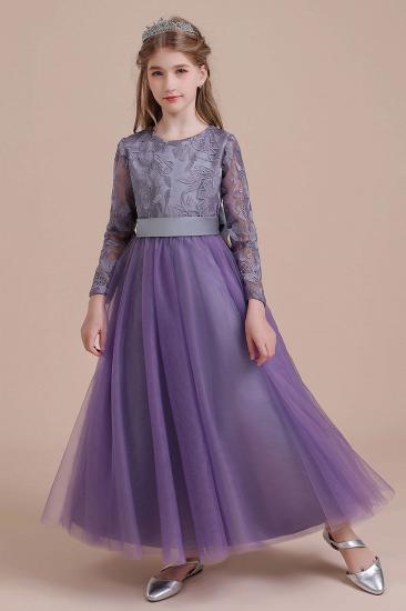 Unque Ankle Length Flower Girl Dress | Long Sleeve A-line Little Girls Dress for Wedding