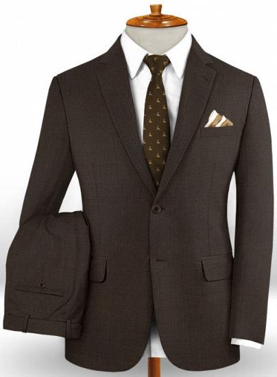 Dark brown wool notched lapel casual suit | two-piece suit_1