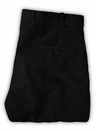 Black cotton linen notched lapel suit | two-piece suit_4