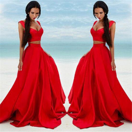 Sexy Two Piece Red Formal Dresses 2022 Cheap Sleeveless Evening Gown_3